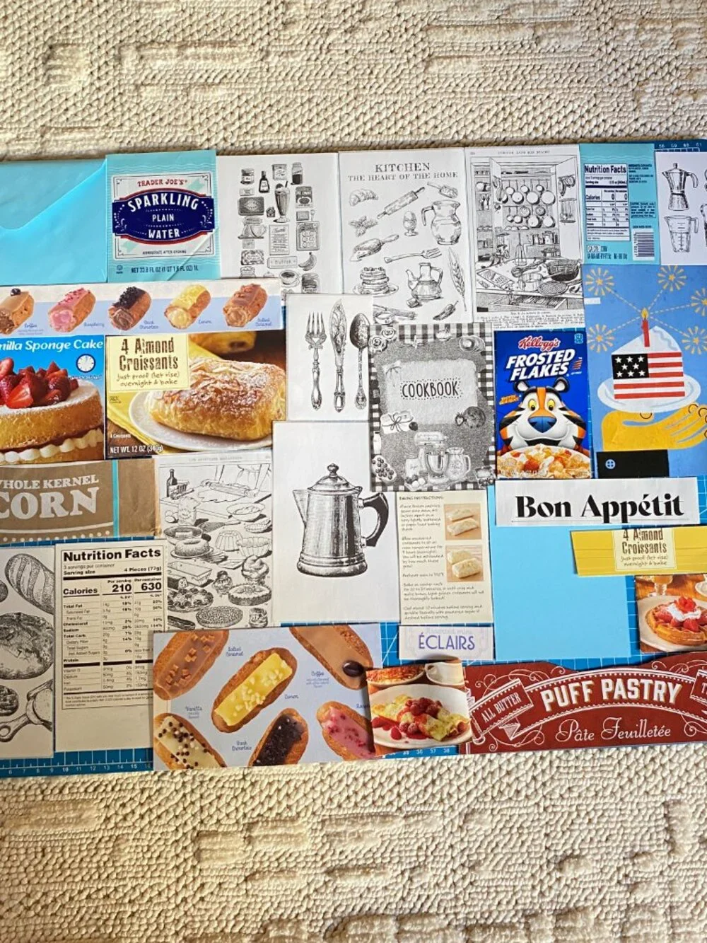Foodie Junk Journal Kit – Curated Ephemera Pack - Blue